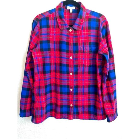 J. Crew Classic Plaid Flannel Lounge Shirt - Picture 9 of 10